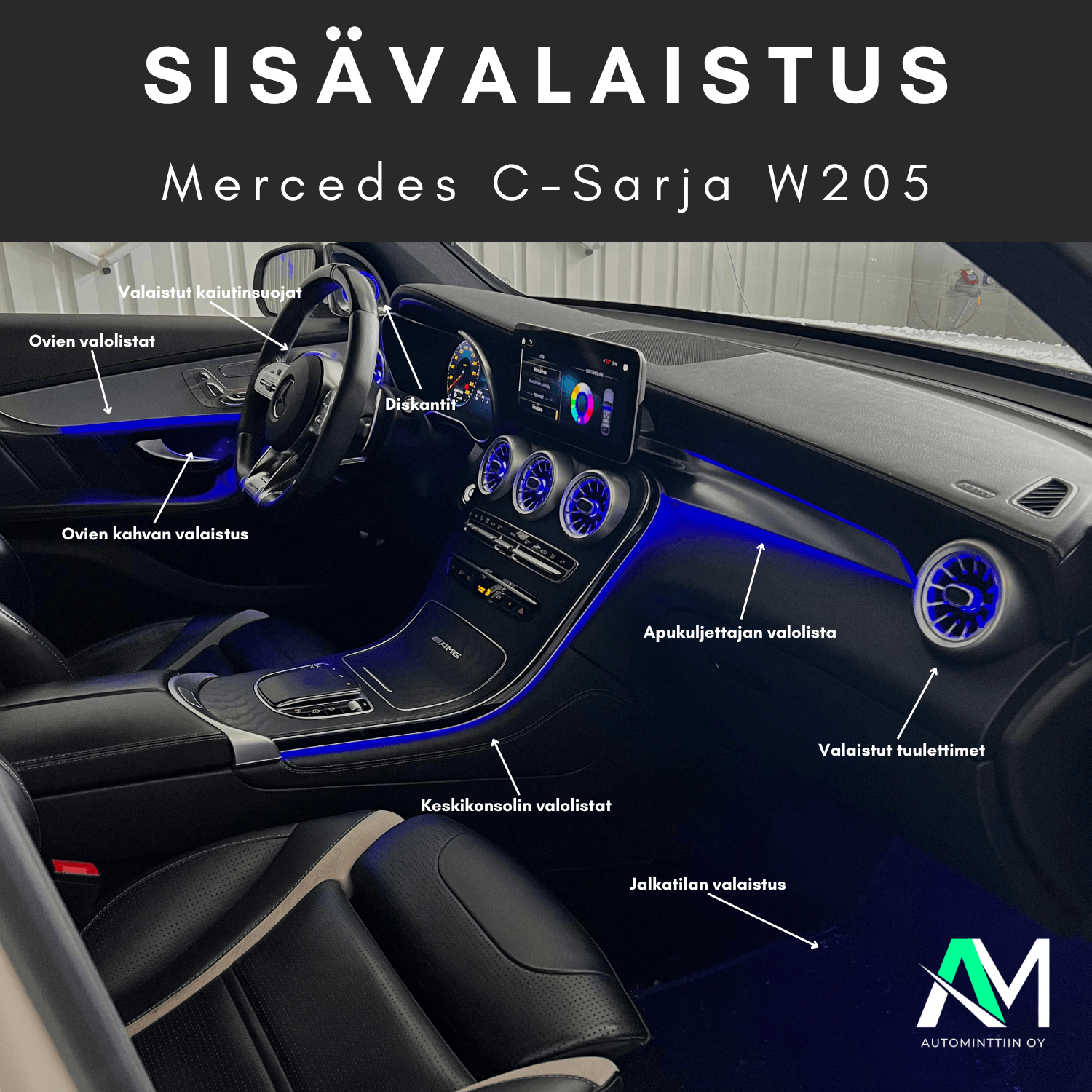 Mercedes W205 Sisävalaistus