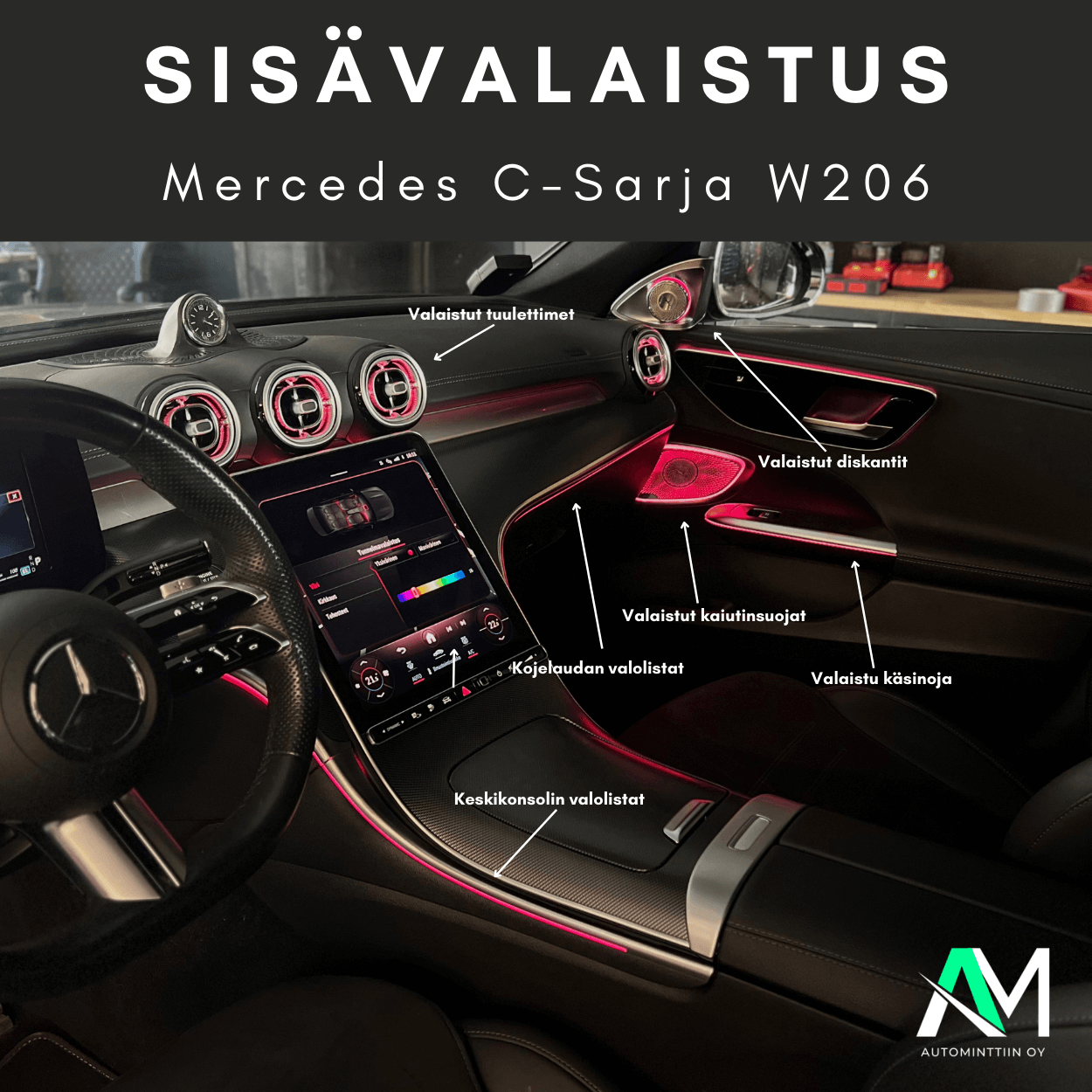 Mercedes W206 tunnelmavalaistus